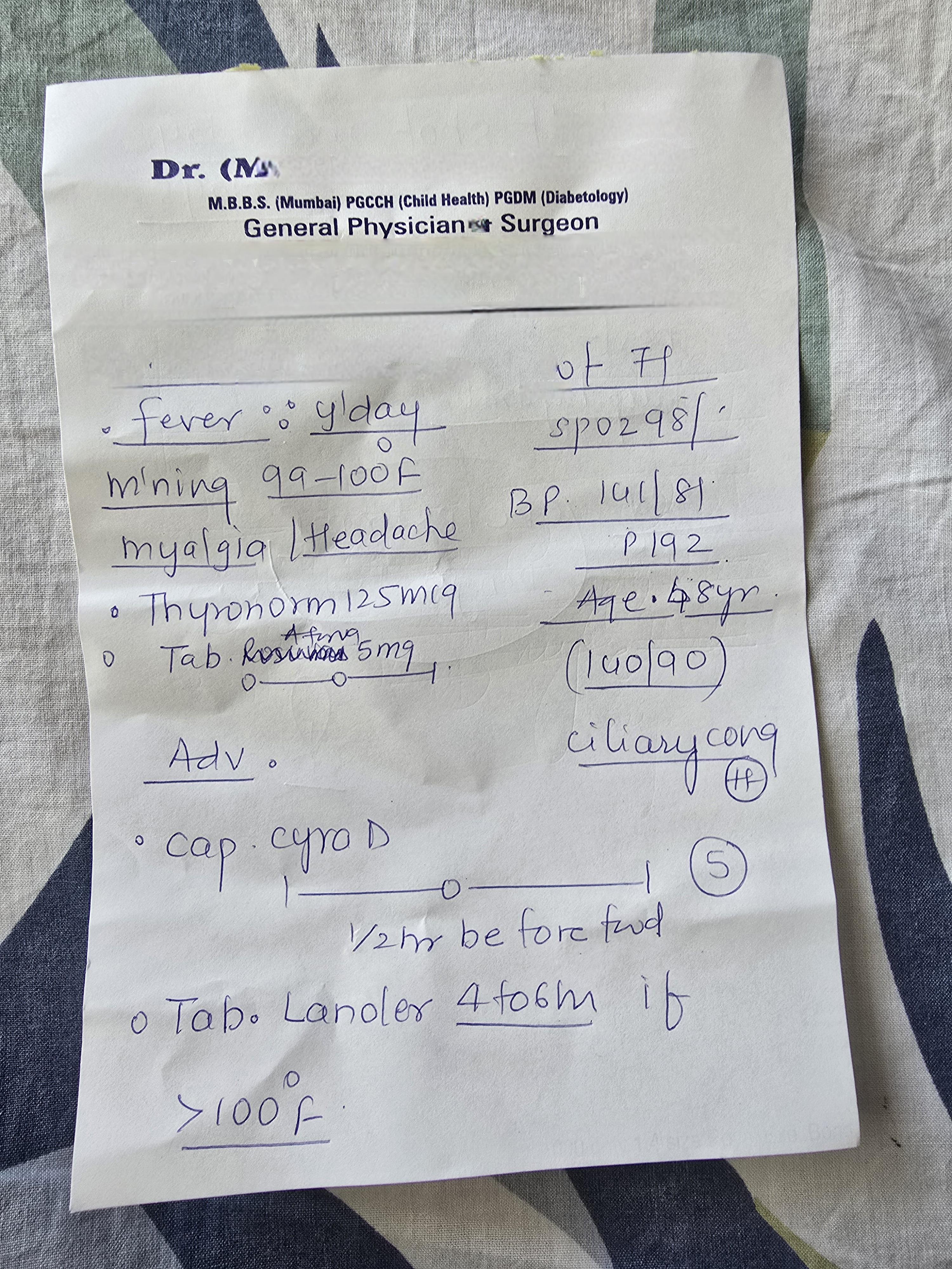 Example 2: Prescription + Follow-Up Notes