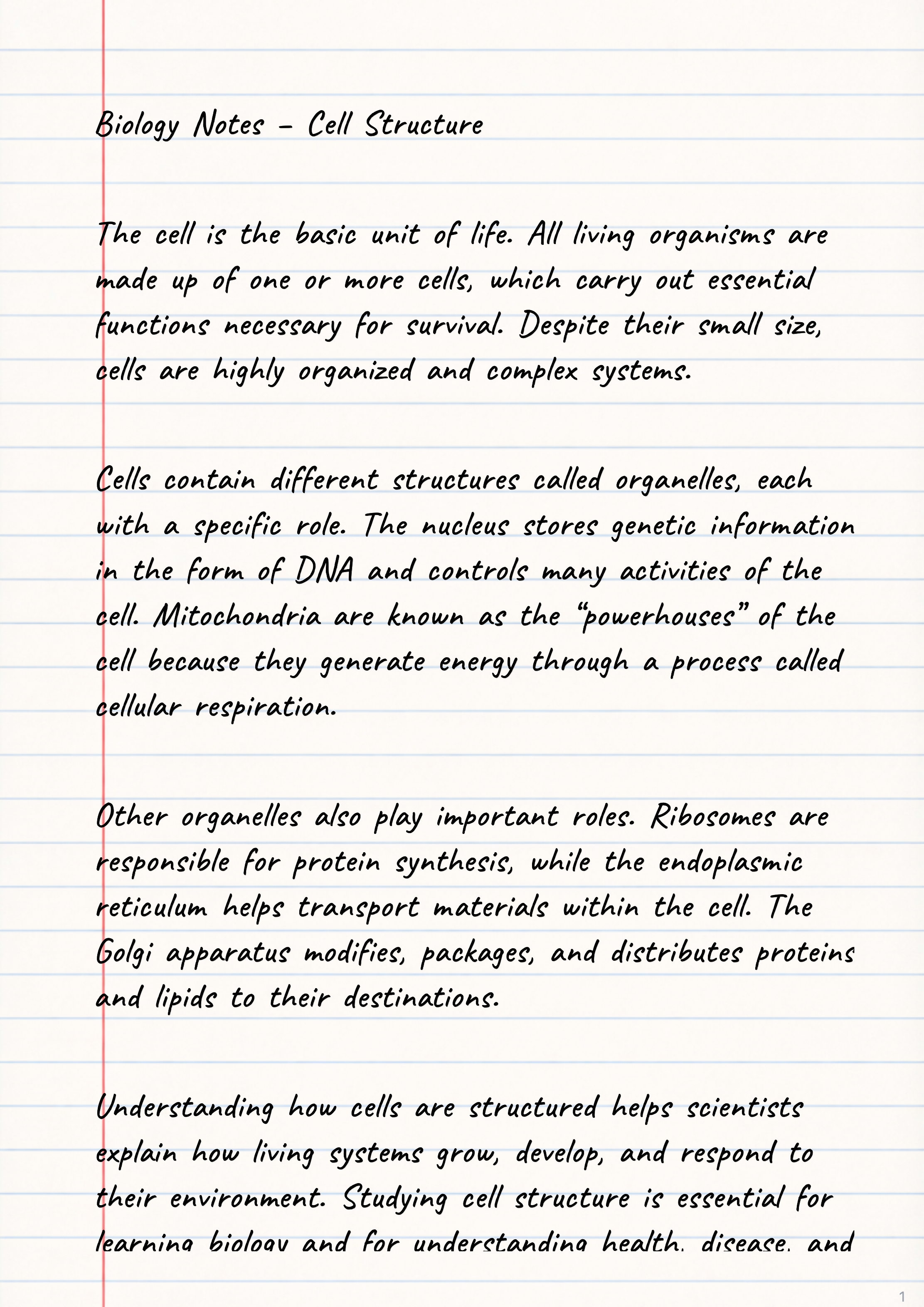 Example 1: Study Notes on Lined Paper
